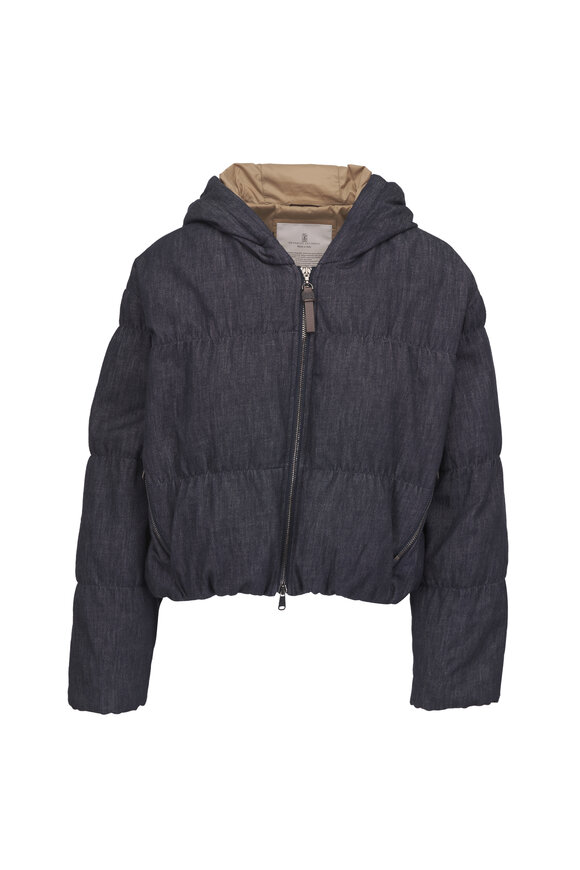 Brunello Cucinelli Indigo Denim Puffer Jacket