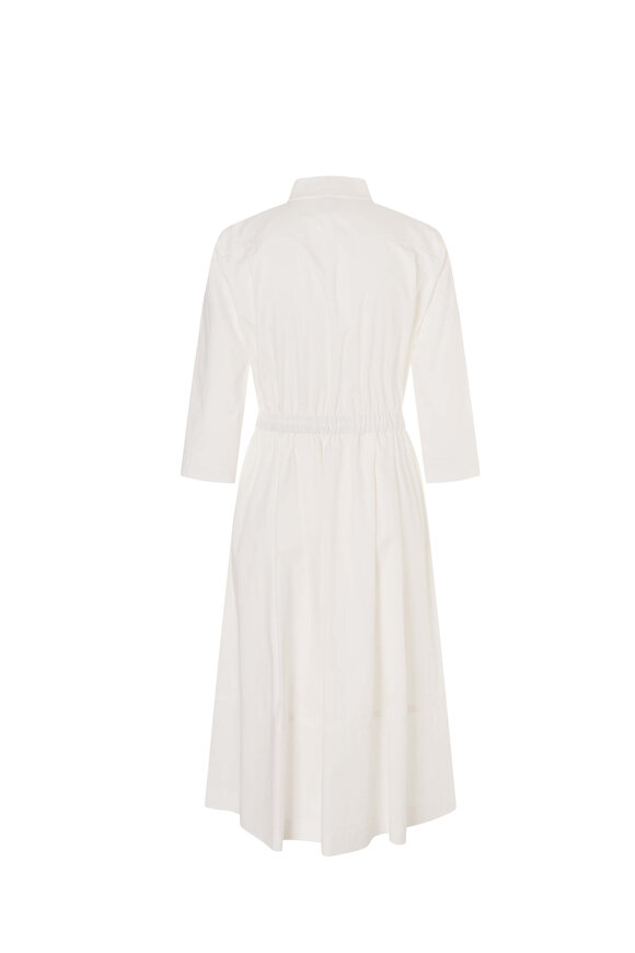 Bogner - Aimie Off White Stretch Cotton Long Sleeve Dress