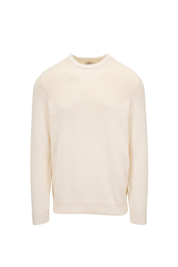 Faherty Brand Heirloom Bone Cotton Crewneck Sweater