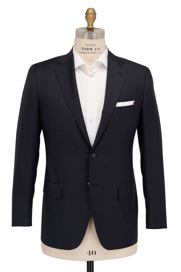 Kiton - Navy Pindot Wool Suit 