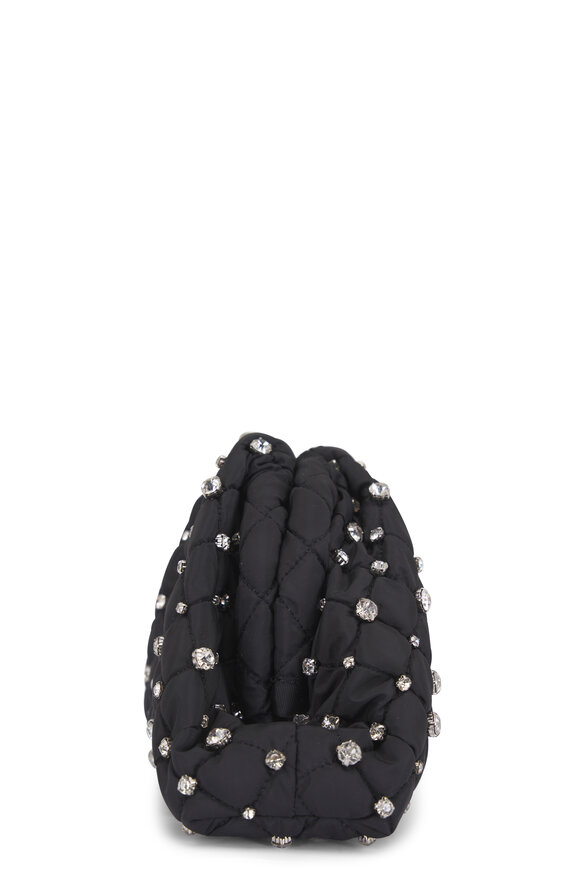 Maria La Rosa Strass Mini Game Black Quilted Rhinestone Clutch - view 5