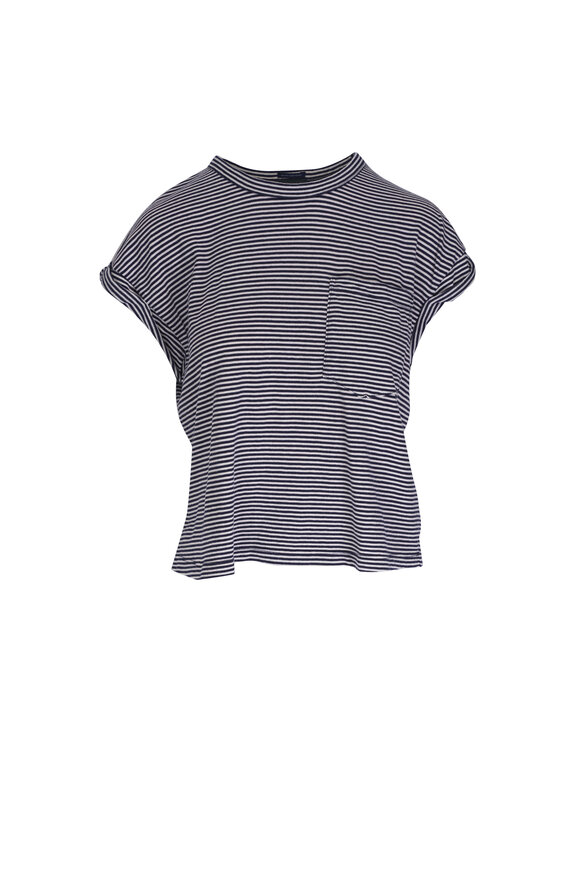 Mother - The Keep On Rolling Cream & Navy Stripe T-Shirt 