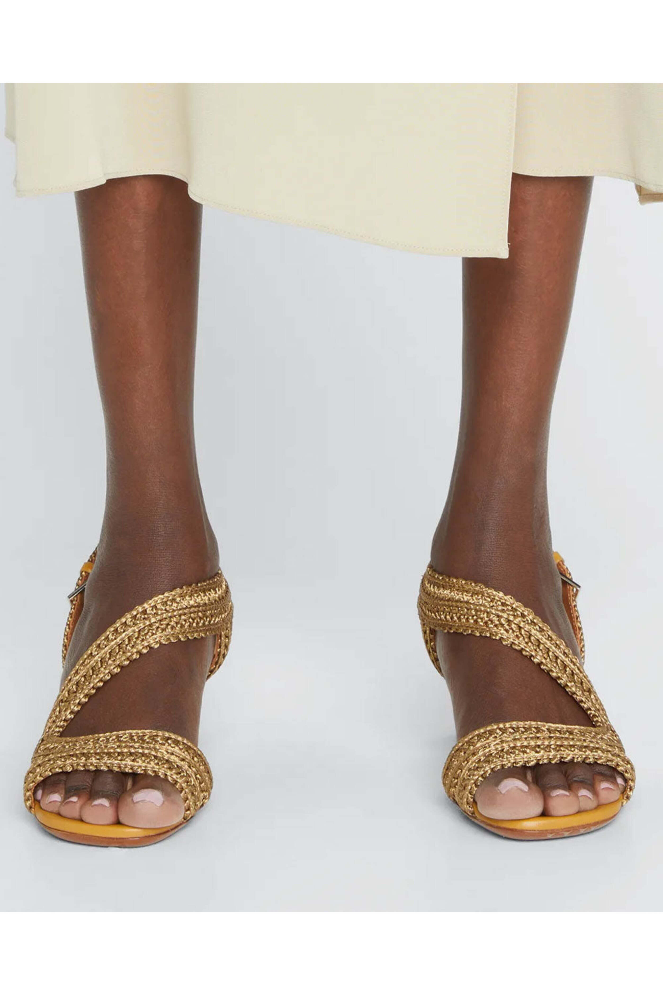Robert Clergerie - Louana Sandal in Metallic Raffia