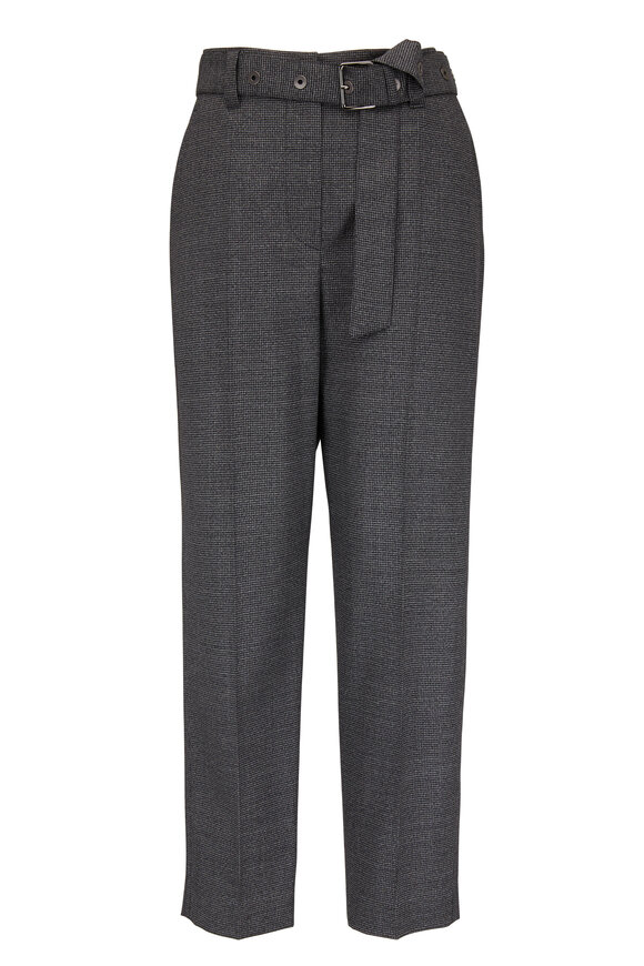 Brunello Cucinelli - Gray & Black Wool Houndstooth Belted Pant