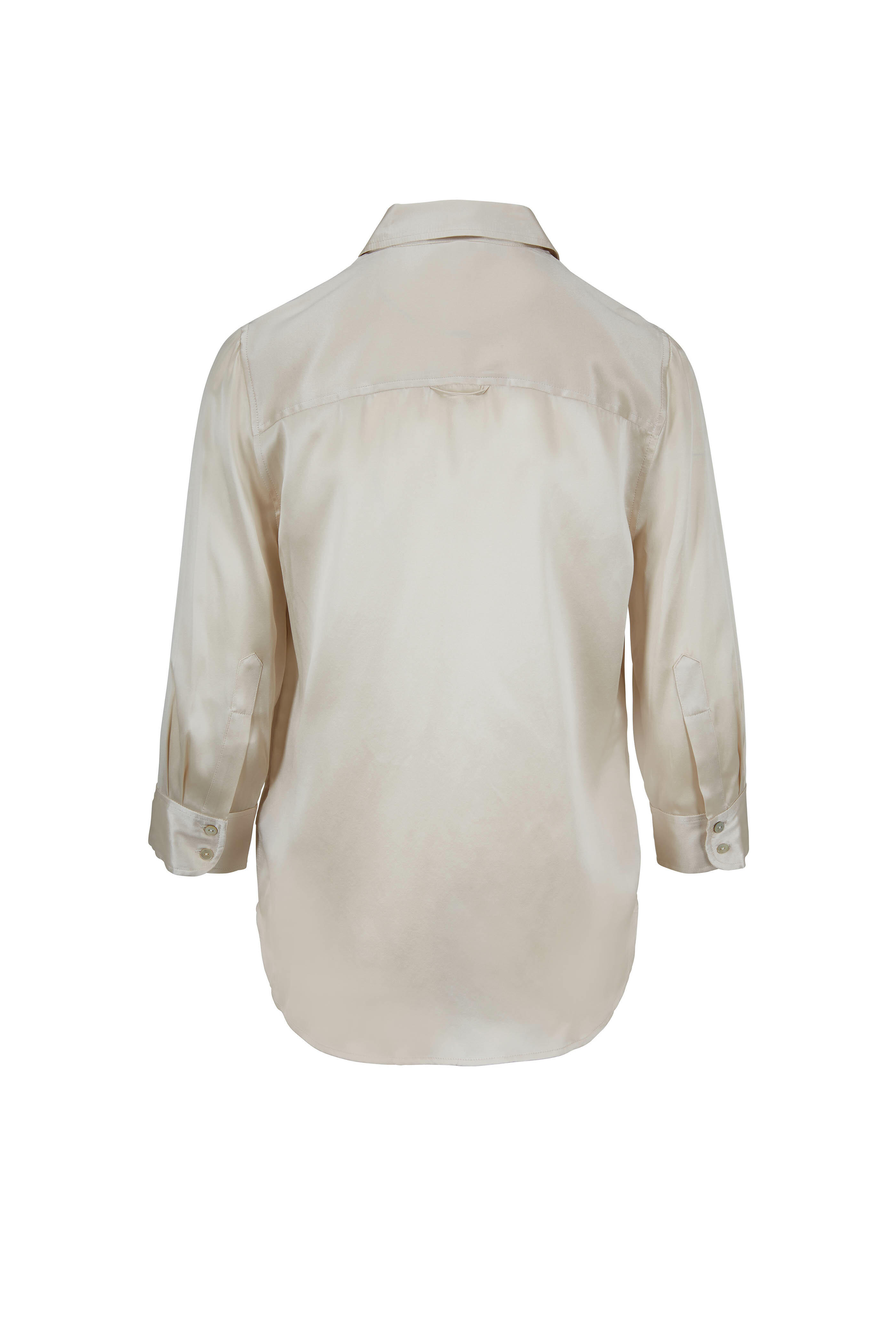 L'AGENCE Dani Silk Blouse In Champagne