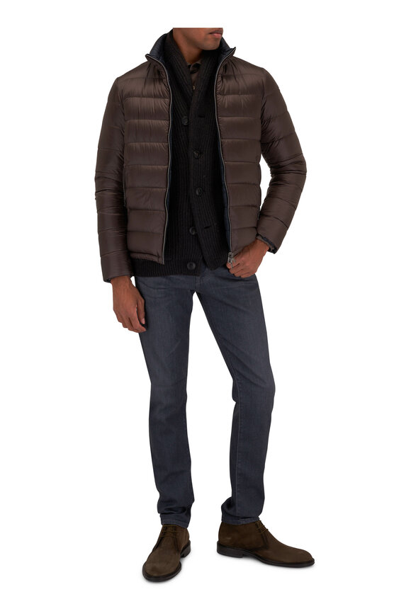 Herno - Brown & Navy Ultralight Reversible Puffer Jacket 