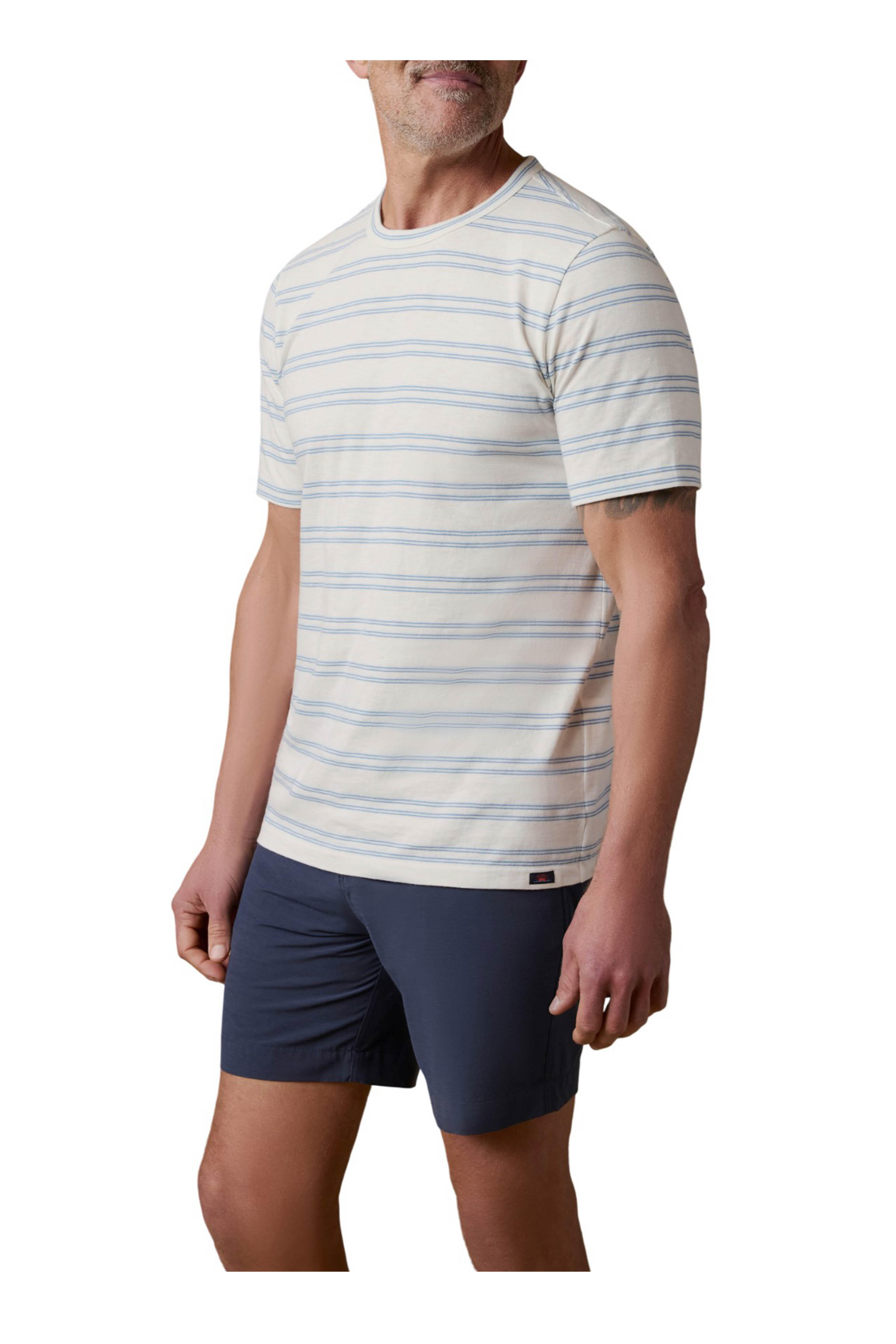 Faherty Brand - Sunwashed Cream & Blue Stripe T-Shirt - view 2