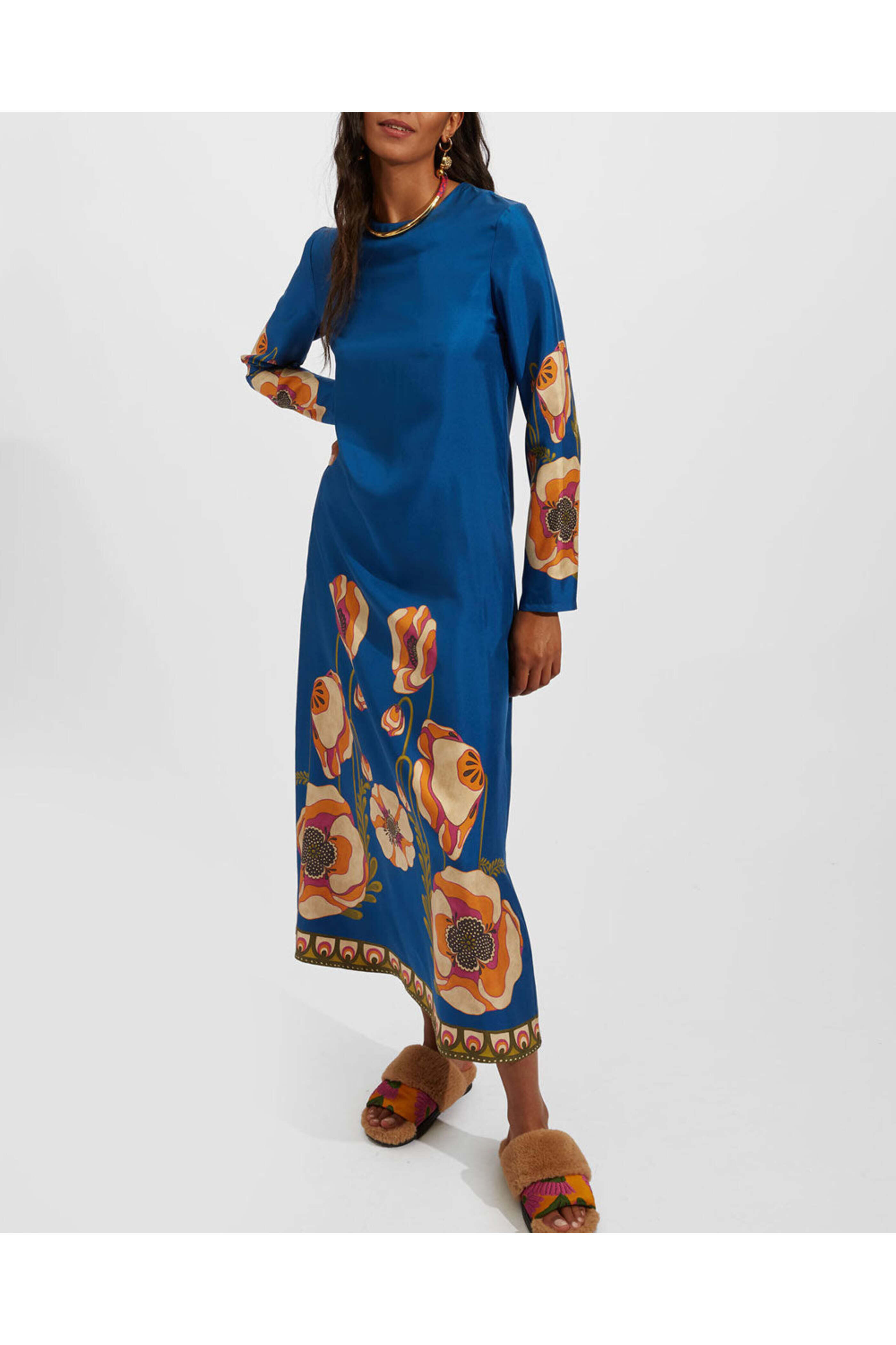 La DoubleJ - Poppies Blue Placee Swing Dress | Mitchell Stores