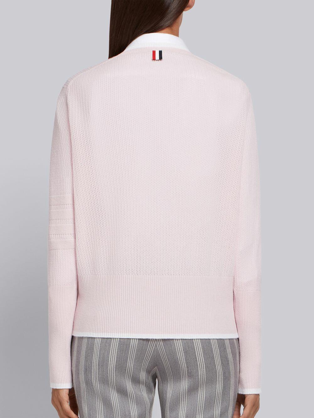 Thom Browne - Light Pink Cashmere Deep V-Neck Sweater