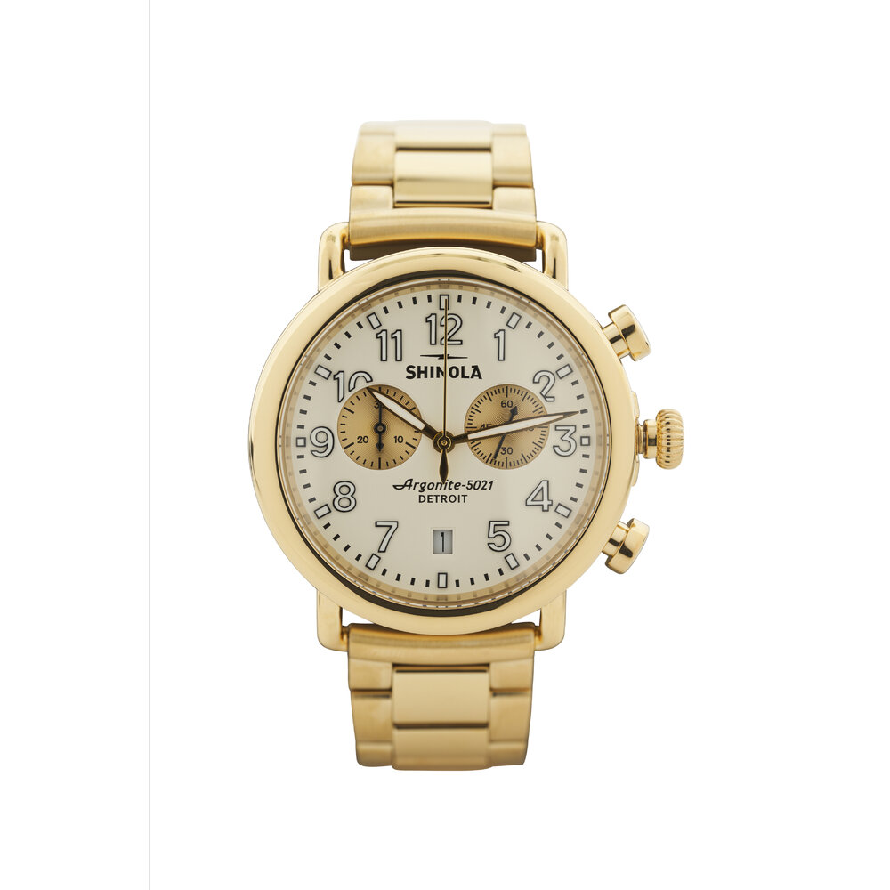 Shinola - Runwell Chrono White & Gold Watch, 41mm