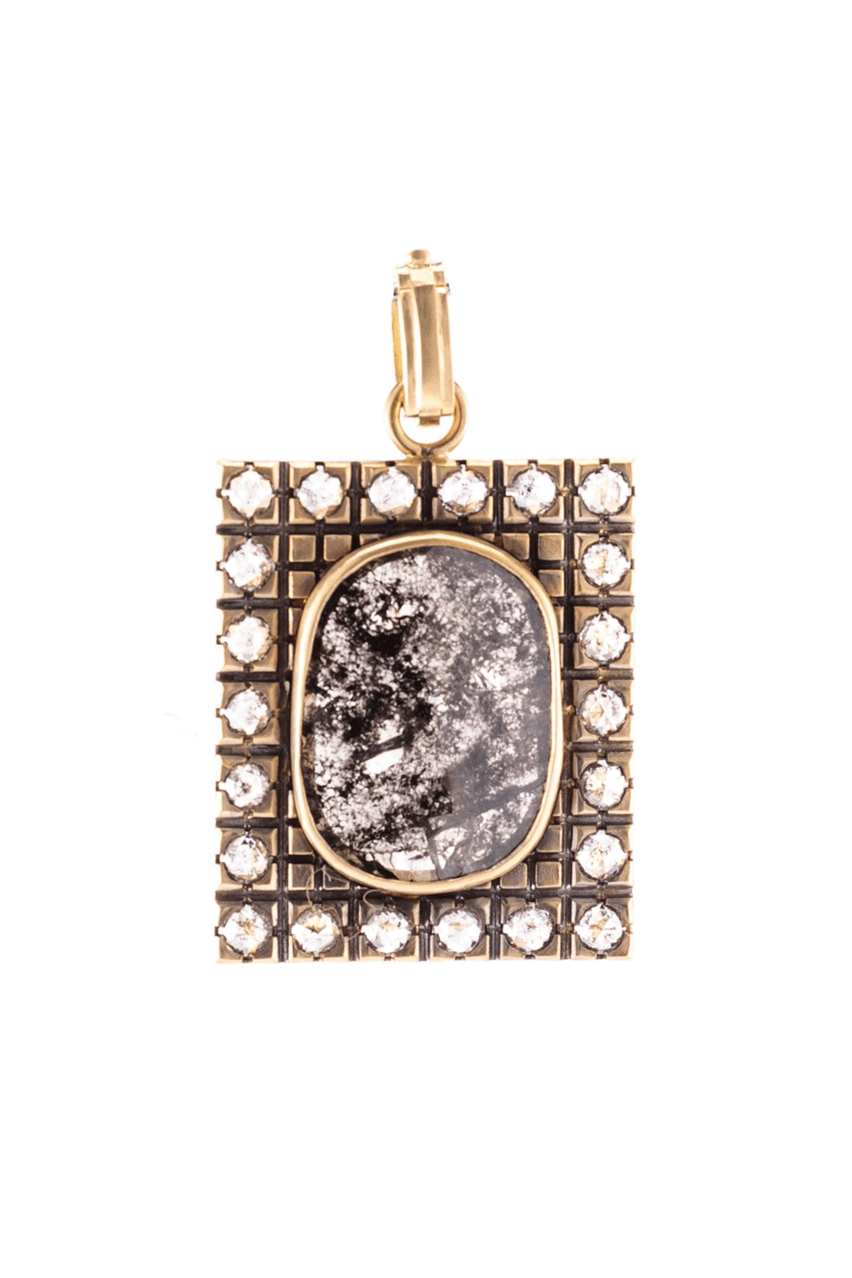 Sylva & Cie - Diamond Engraved Rectangle Pendant
