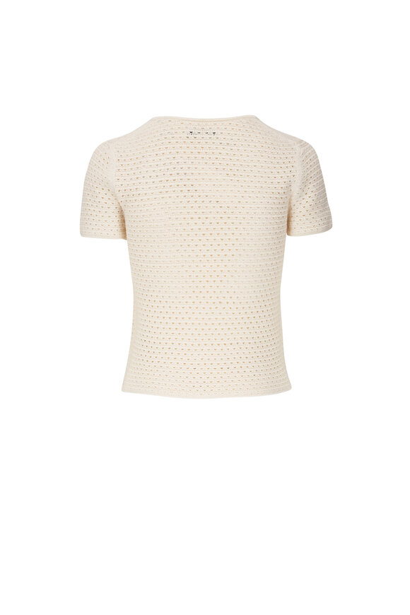 Vince - Cream Textured Knit Scoop Neck Top