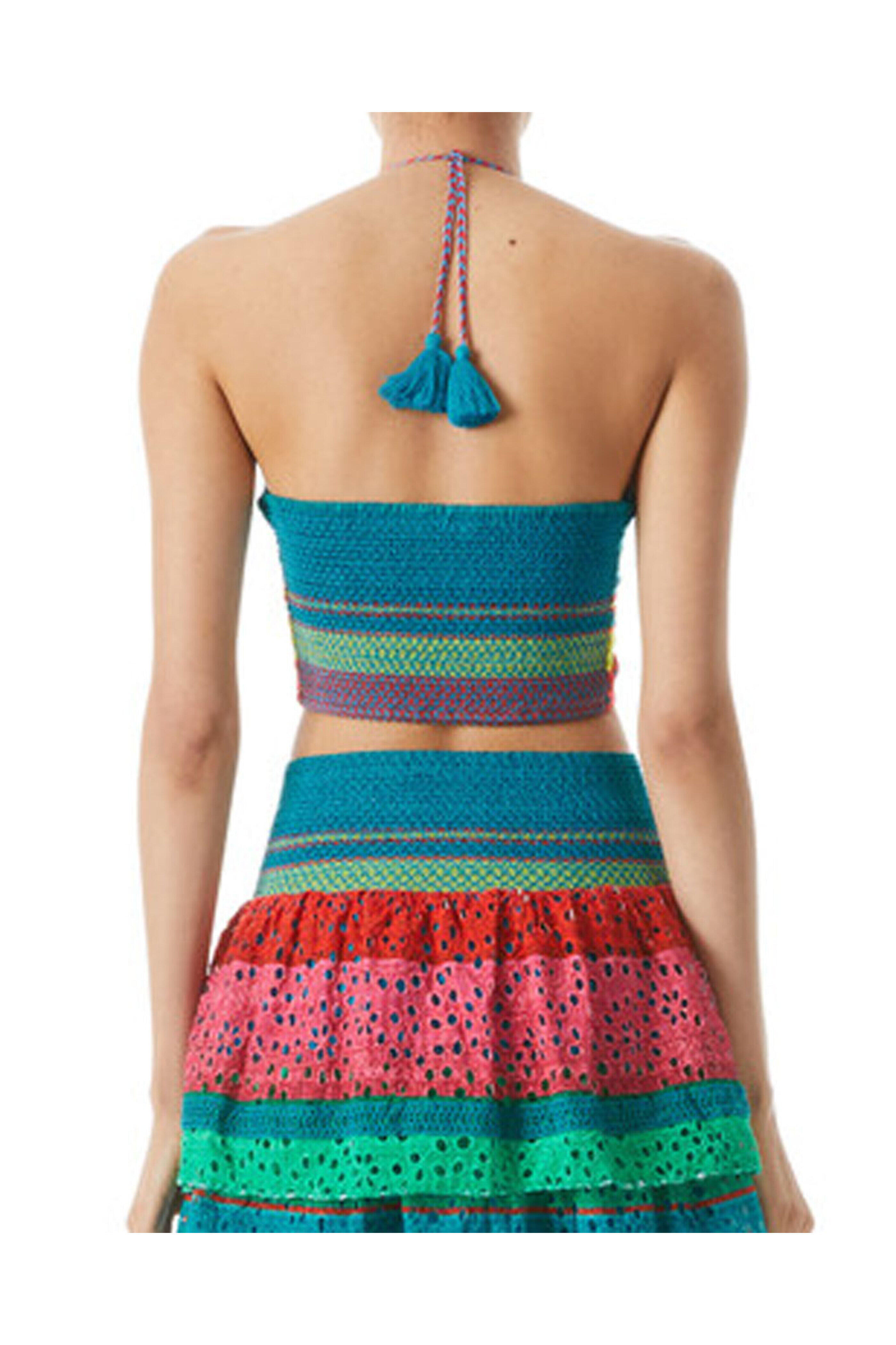 Alice & Olivia - Cabo Stripe Livia Tie Front Halter Top