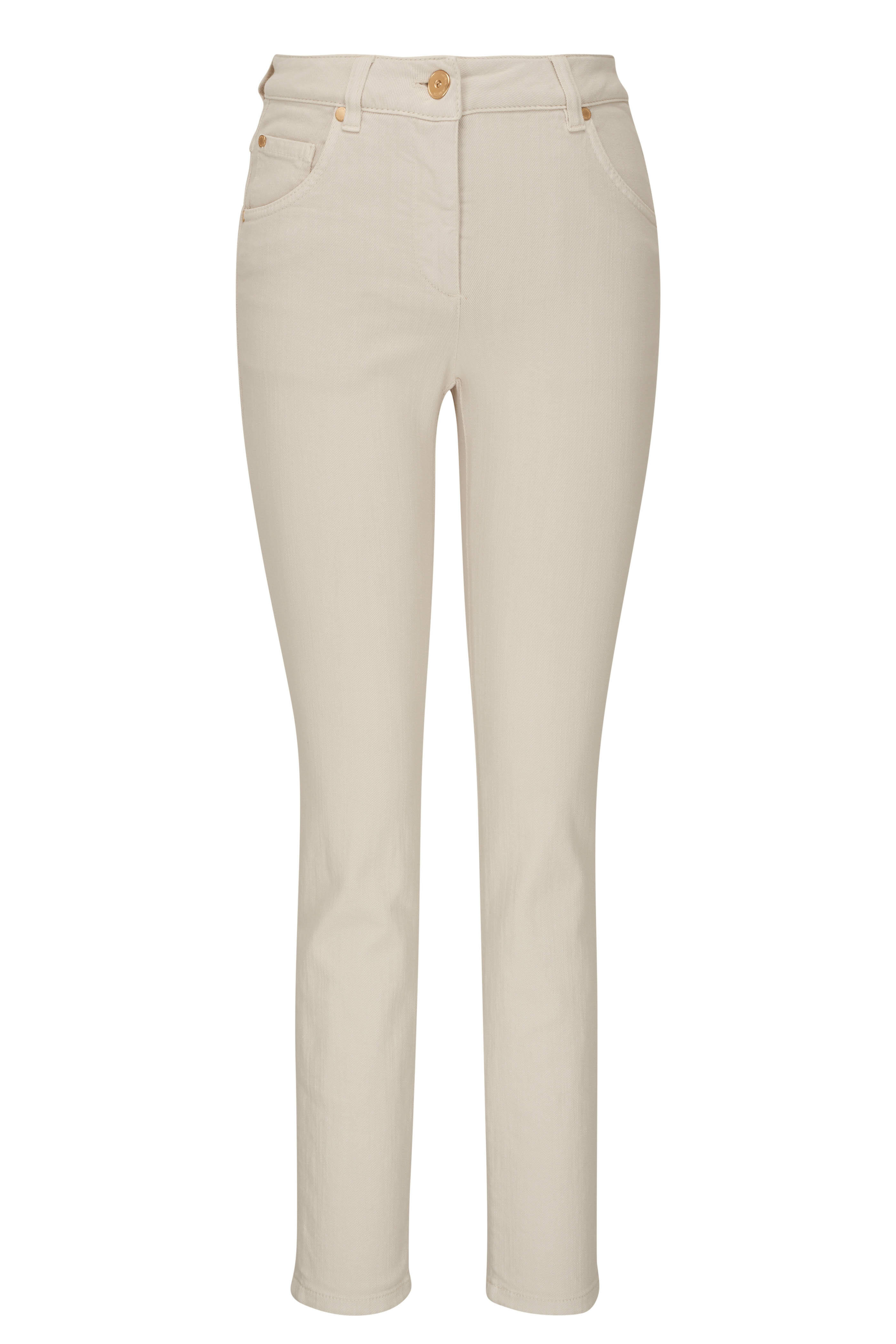 Brunello Cucinelli - Warm White High Rise Stretch Skinny Jean