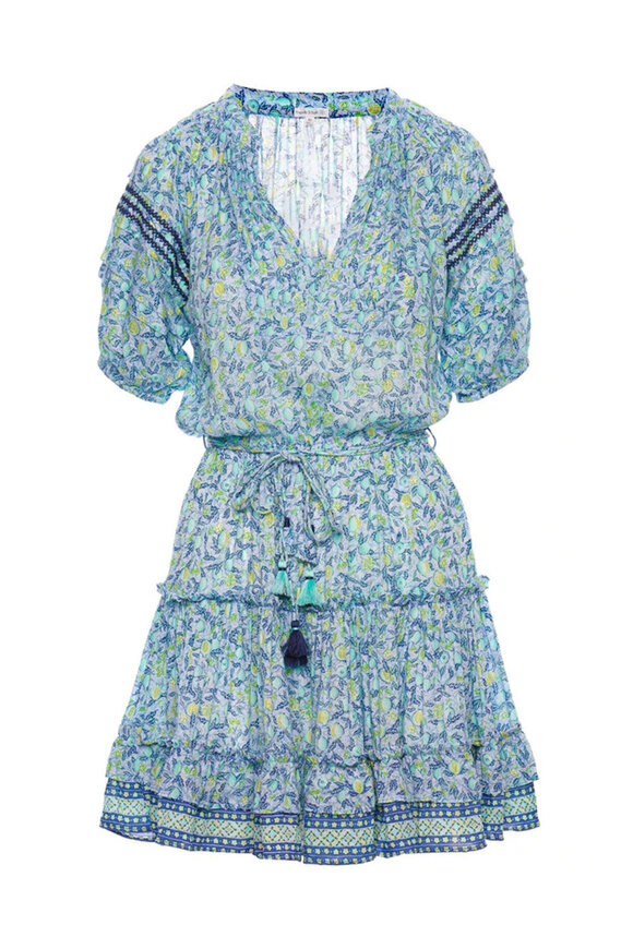 Poupette St Barth - Blue and Lemon Bona Mini Dress Poupette St Barth - Blue and Lemon Bona Mini Dress