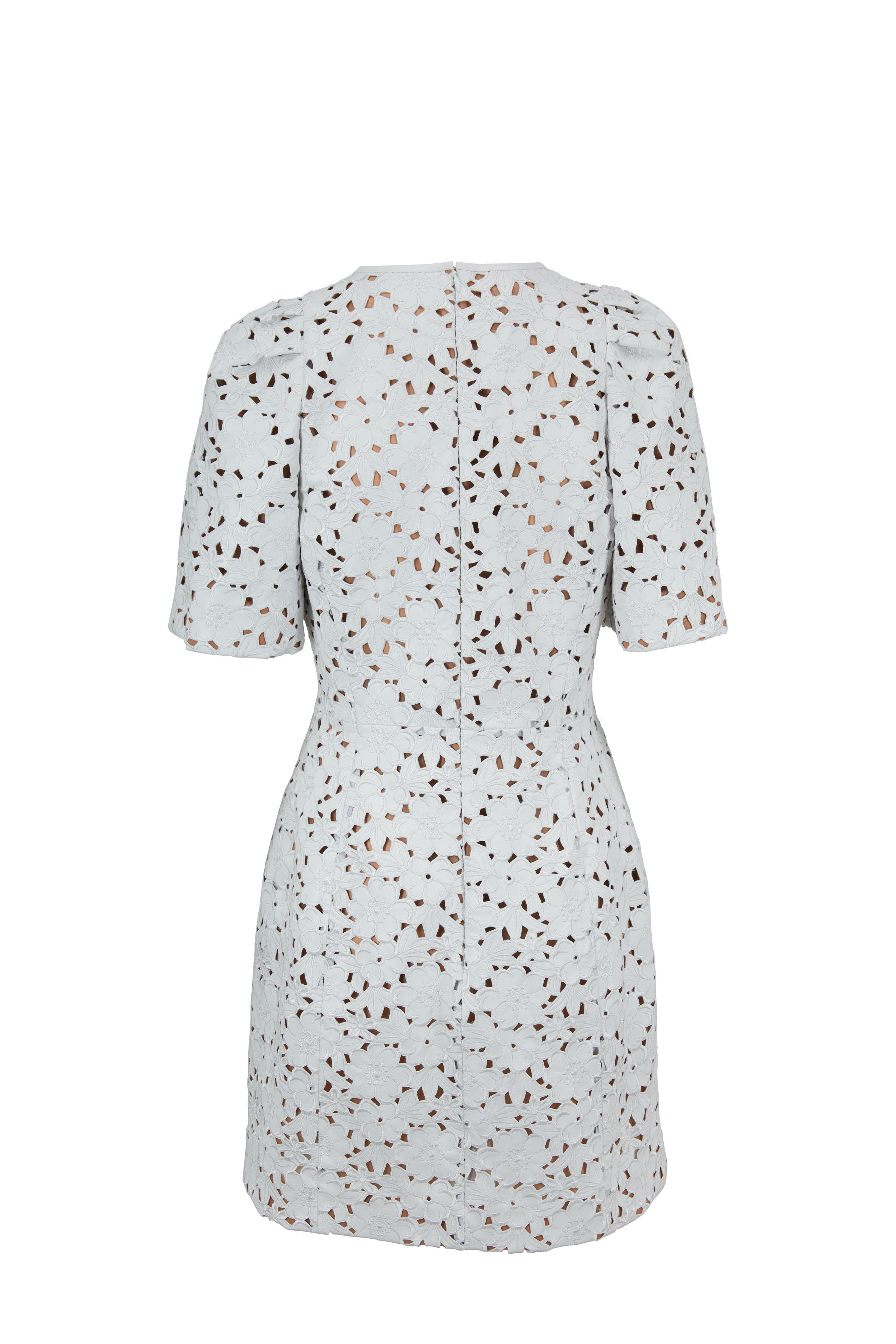 Michael Kors Collection - Optic White Floral Laser-Cut Leather Dress