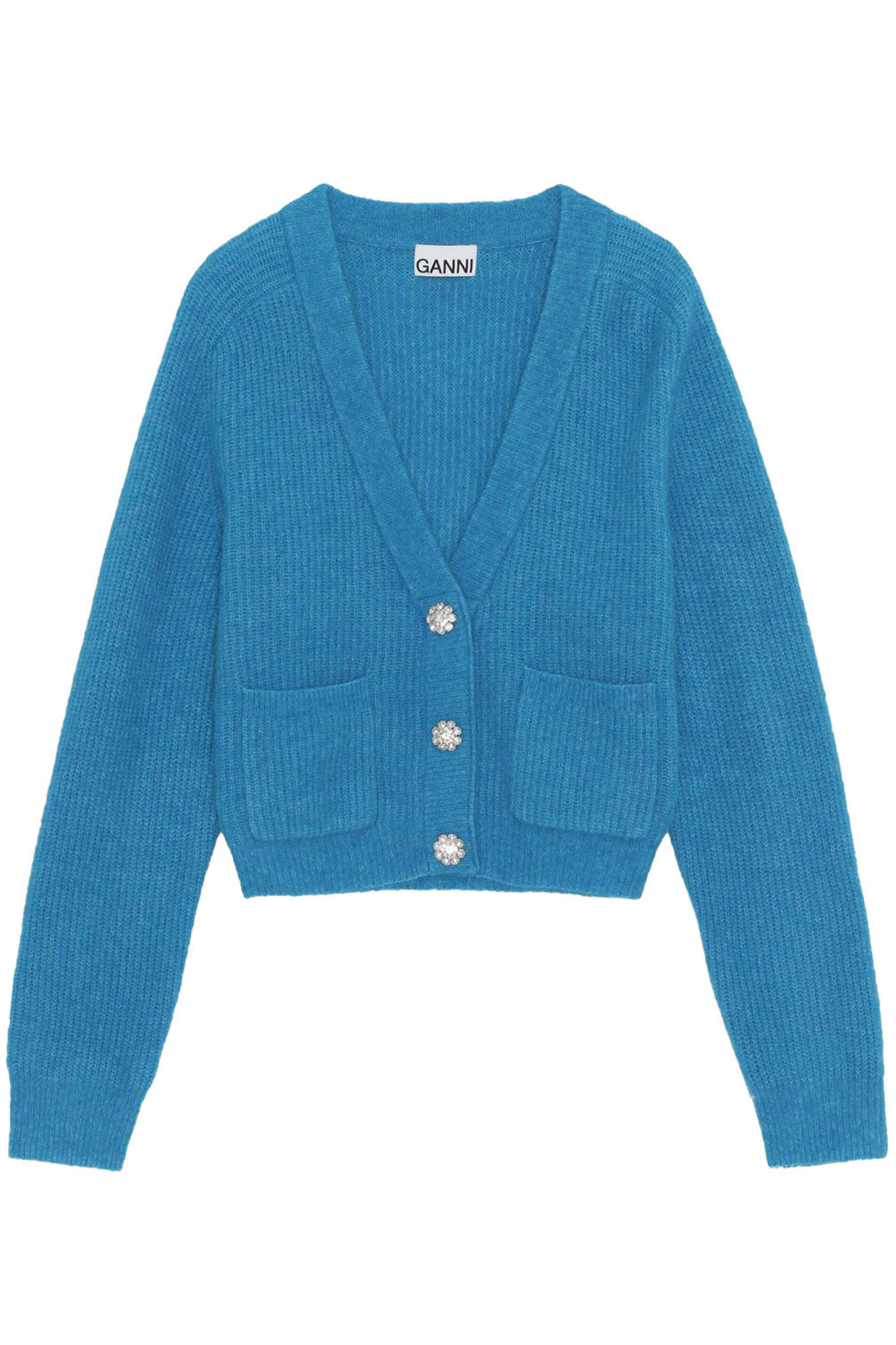 Ganni - Cloisonne Wool Knit Embellished Button Cardigan