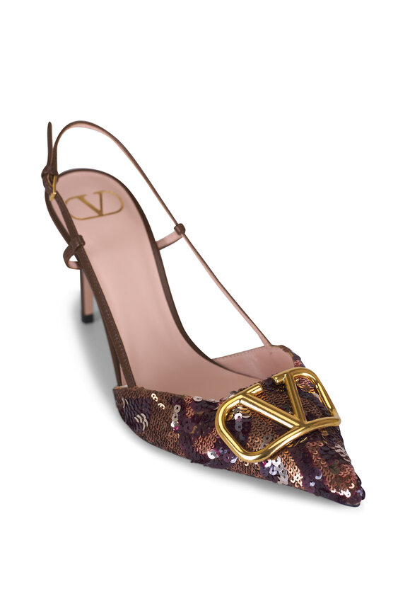 Valentino Garavani VLogo Signature Animalier Print Slingback, 80mm