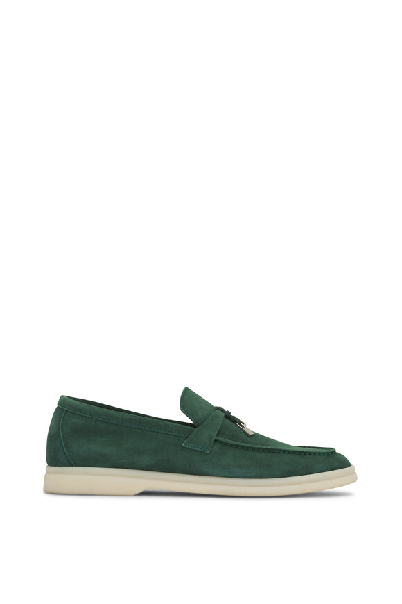 Loro Piana - Summer Charms Glass Green Suede Loafer