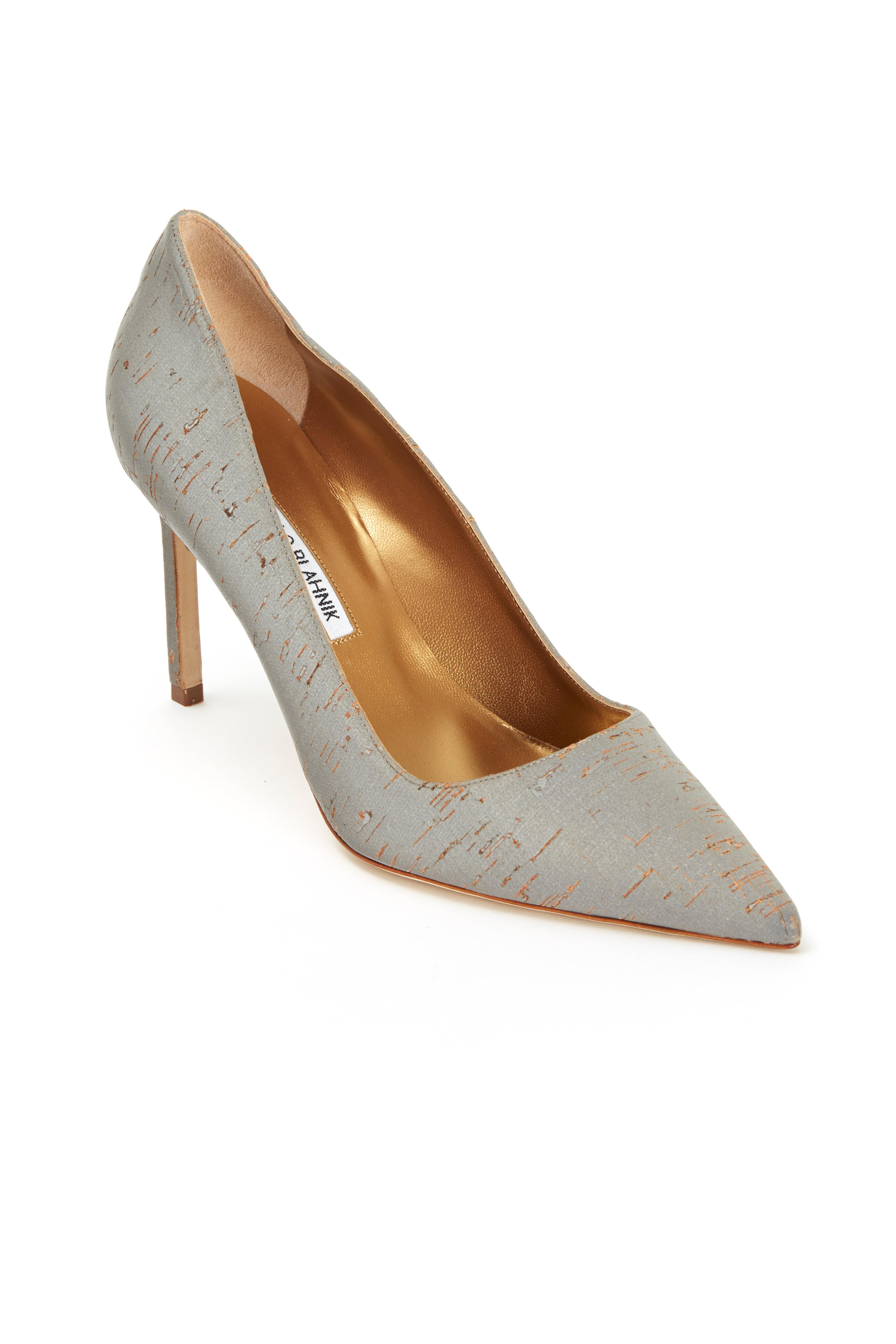 Manolo Blahnik - BB Grey Metallic Cork Pumps 90mm