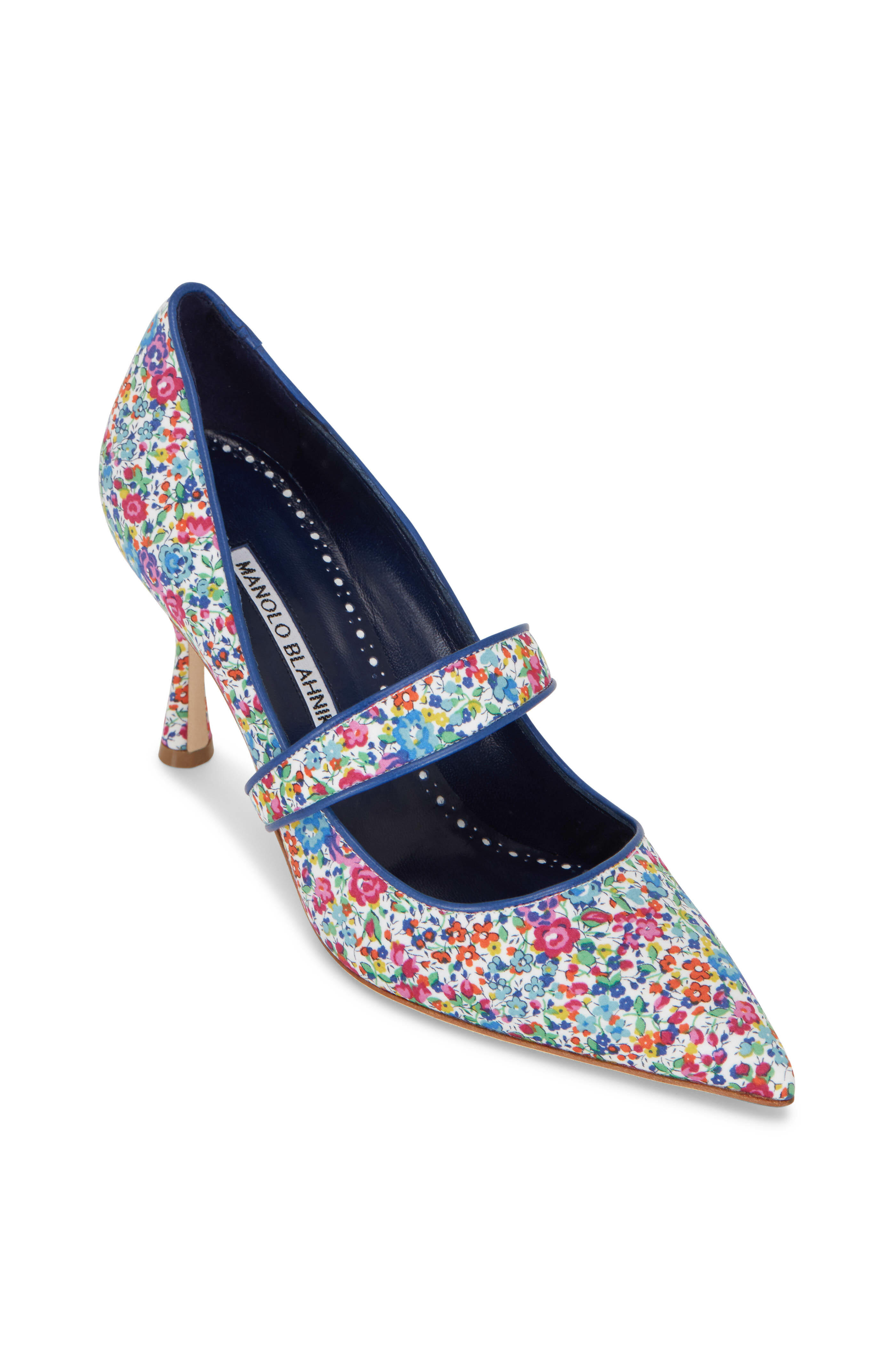 Manolo Blahnik - Vibota Blue Floral Pump, 90mm