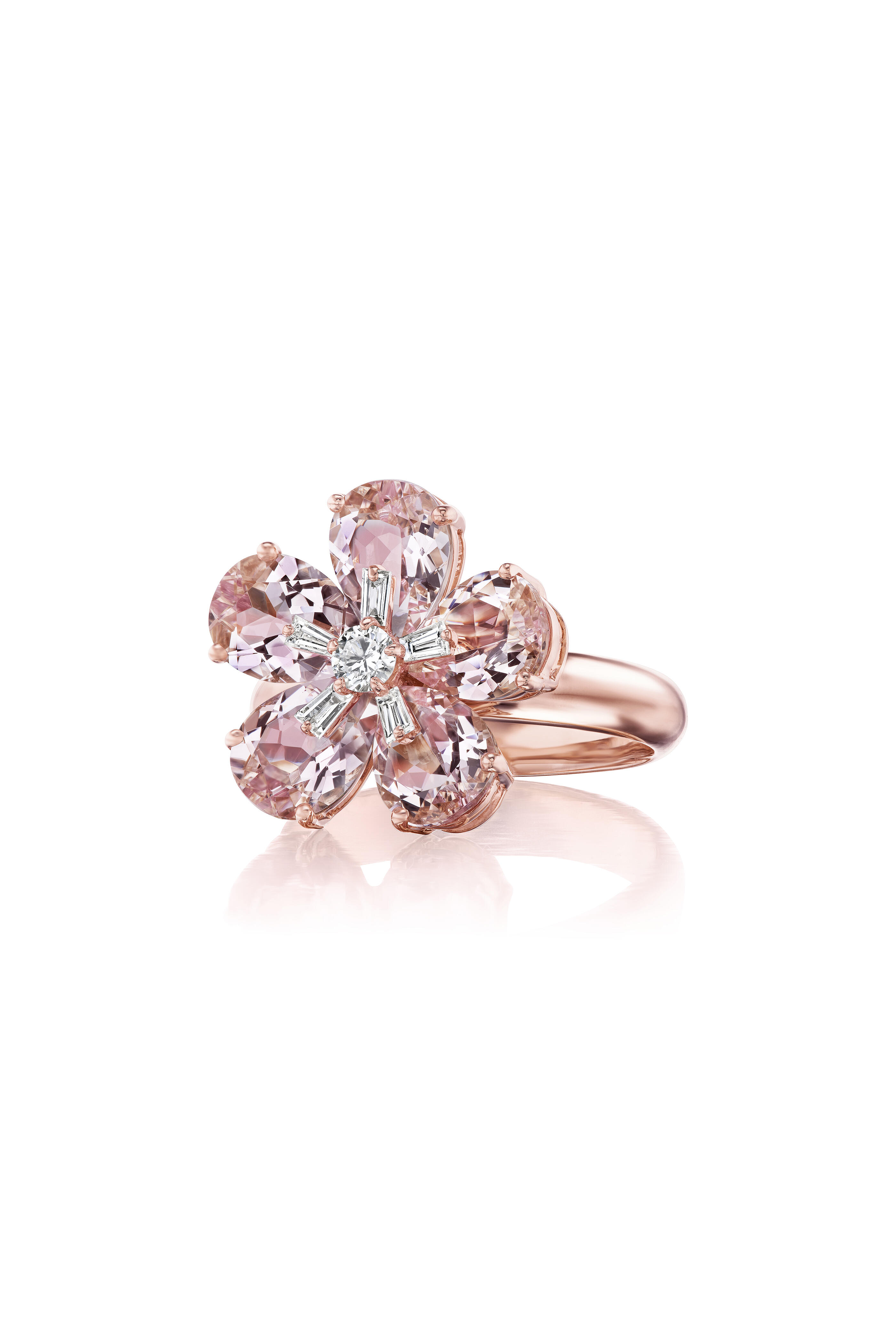 Nam Cho - 18k Rose Gold Morganite & Diamond Wildflower Ring