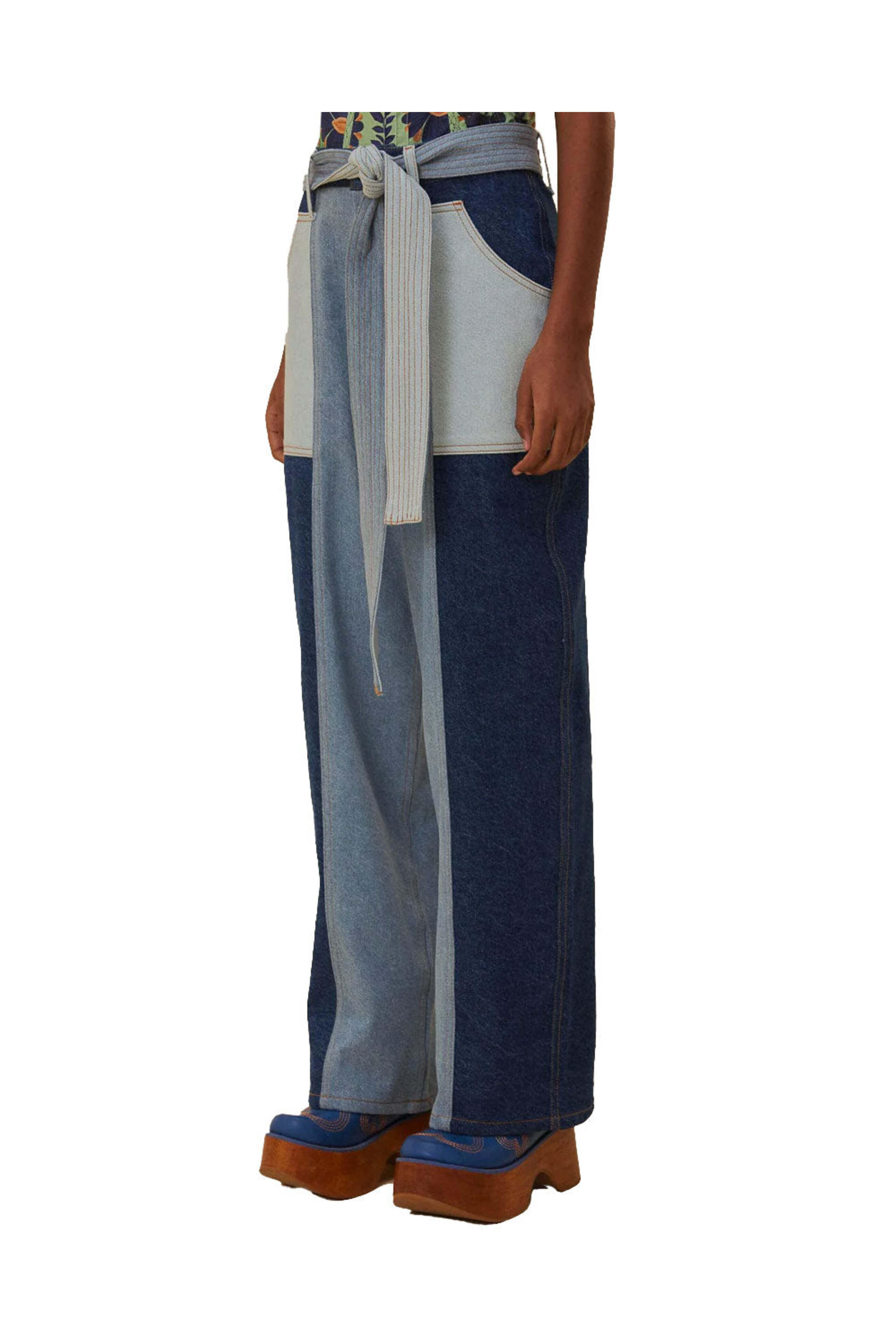 Farm Rio - Tie Waist Patch Denim Pants