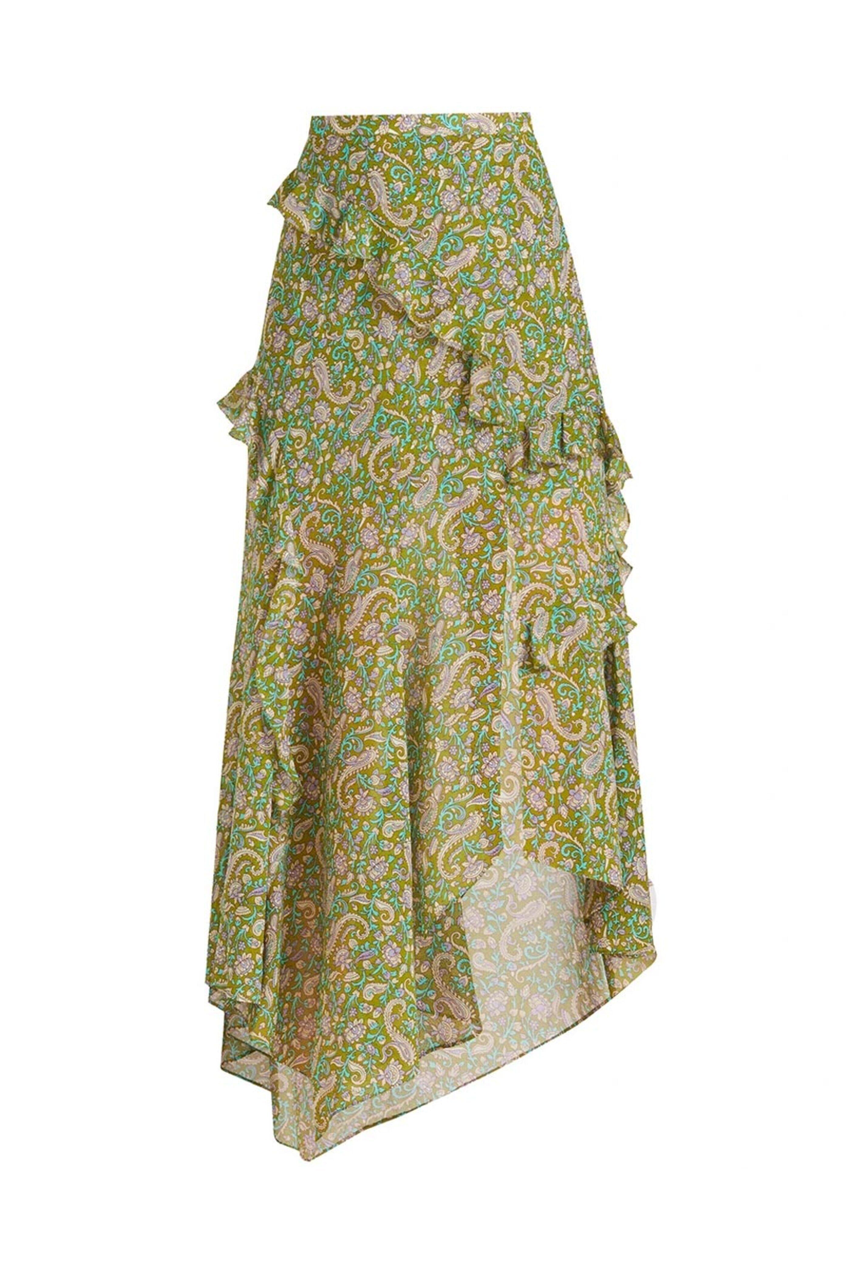 Veronica Beard - Fern Paisley Eleonora Ruffle Midi Skirt