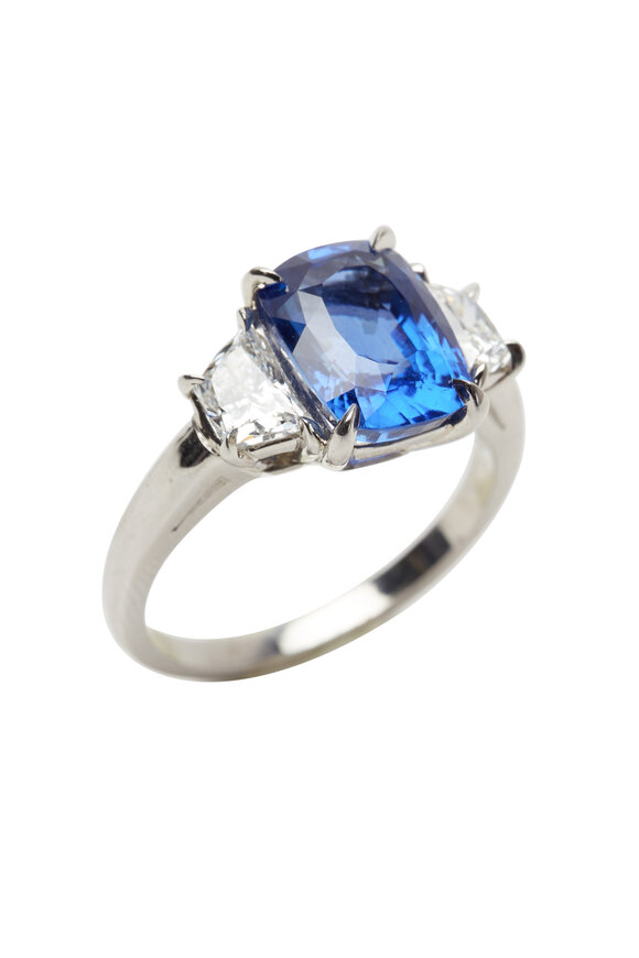 Oscar Heyman - Platinum Blue Sapphire Diamond Ring