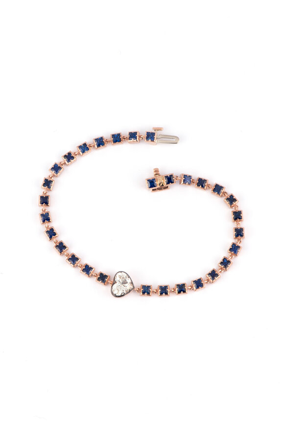 Sylva & Cie 14k Rose Gold Diamond & Sapphire Tennis Bracelet