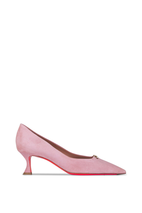 Santoni Sabine Light Pink Suede Pump, 55mm - view 3