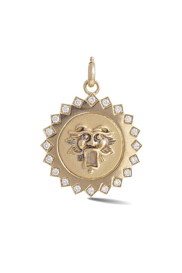 Storrow Yellow Gold Diamond Guardian Lion Medallion