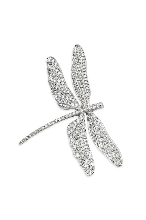 Aaron Henry 18k White Gold Diamond Dragonfly Pin