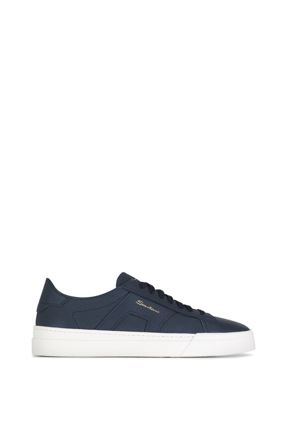 Santoni - DBS1 Navy Leather Low Top Sneaker 