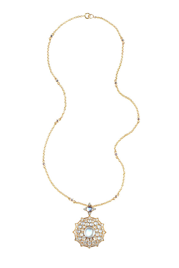 Nam Cho - 18K Pink Gold Moonstone & Diamond Necklace