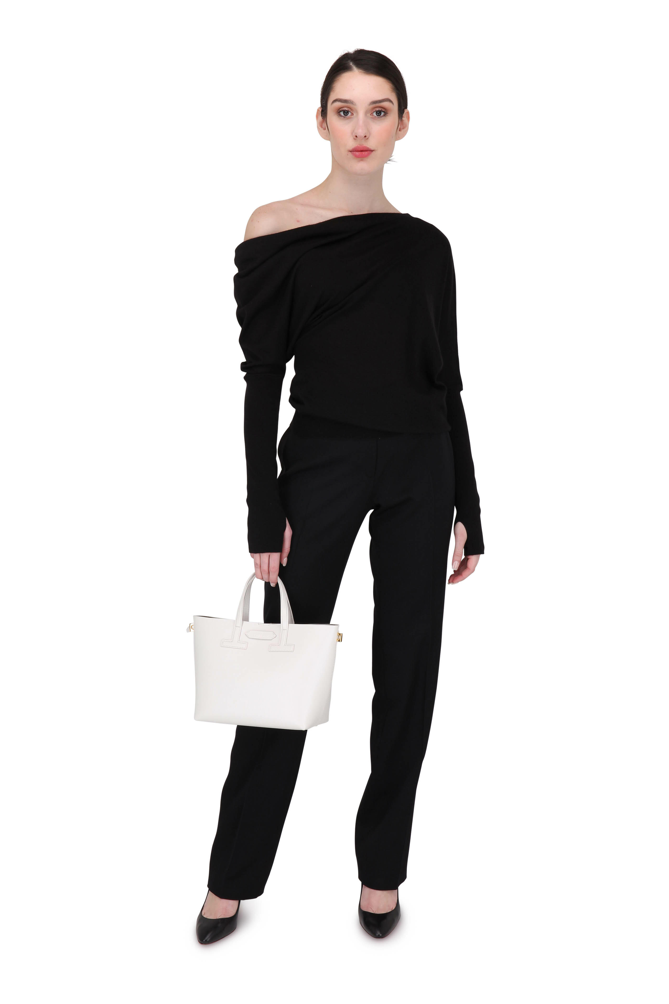 Tom Ford - White Saffiano Leather Mini T Tote | Mitchell Stores