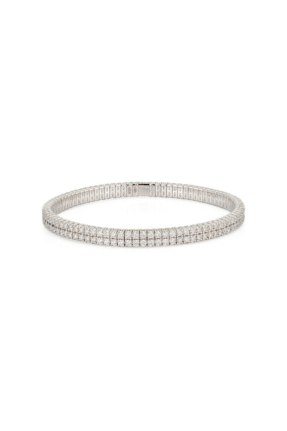 ZYDO 18k White Gold Flat Diamond Stretch Bracelet - view 2