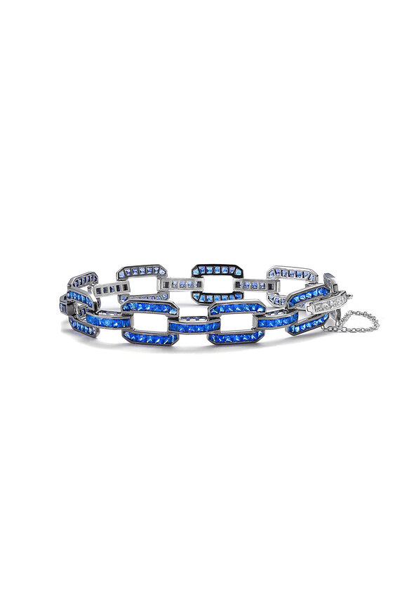 Nam Cho 18k White Gold Sapphire & Diamond Link Bracelet