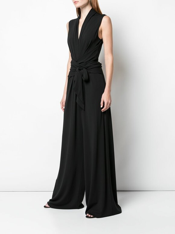 Michael Kors Collection - Palazzo Black Jersey Wrap Jumpsuit