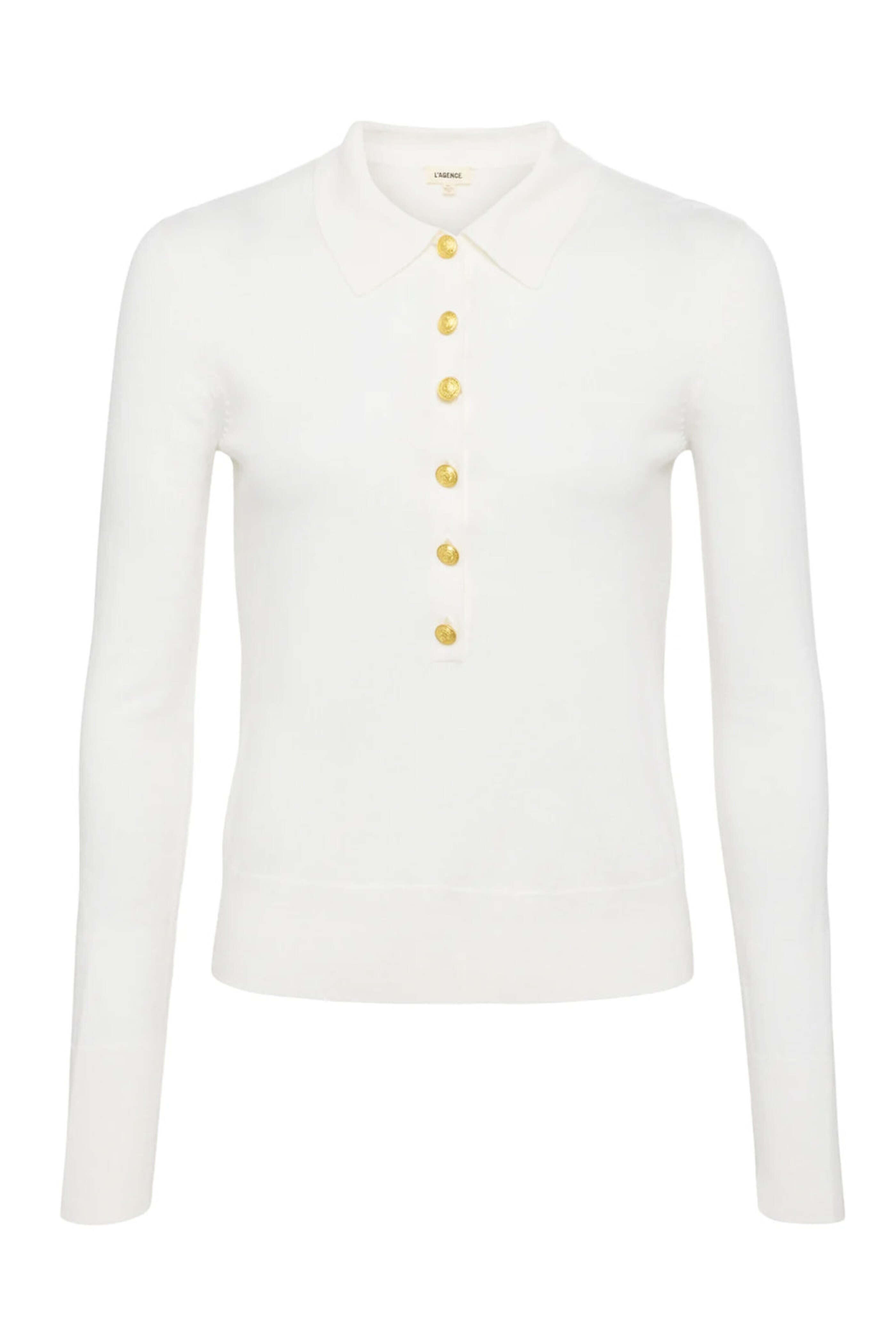 L'Agence - White Sterling Collar Sweater