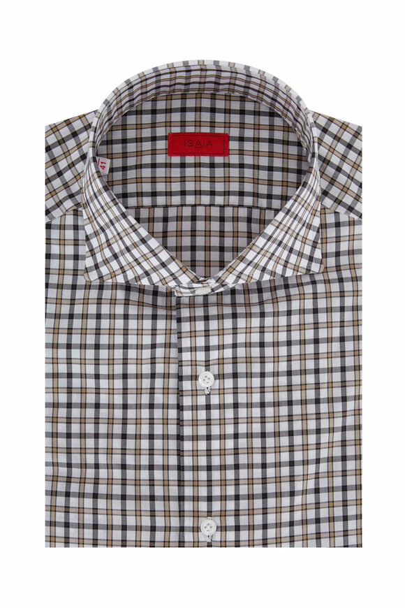 Isaia - Tan & Black Check Dress Shirt