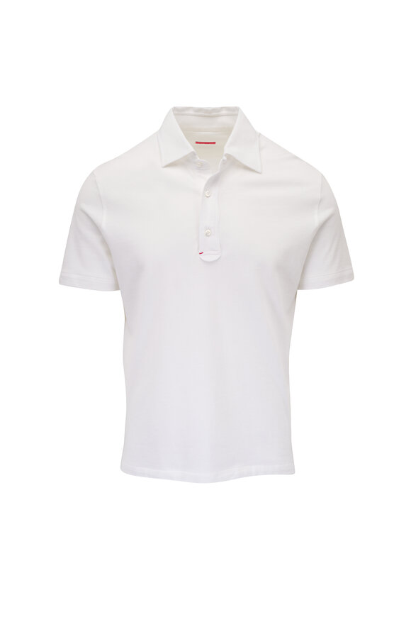Isaia White Washed Pique Short Sleeve Polo