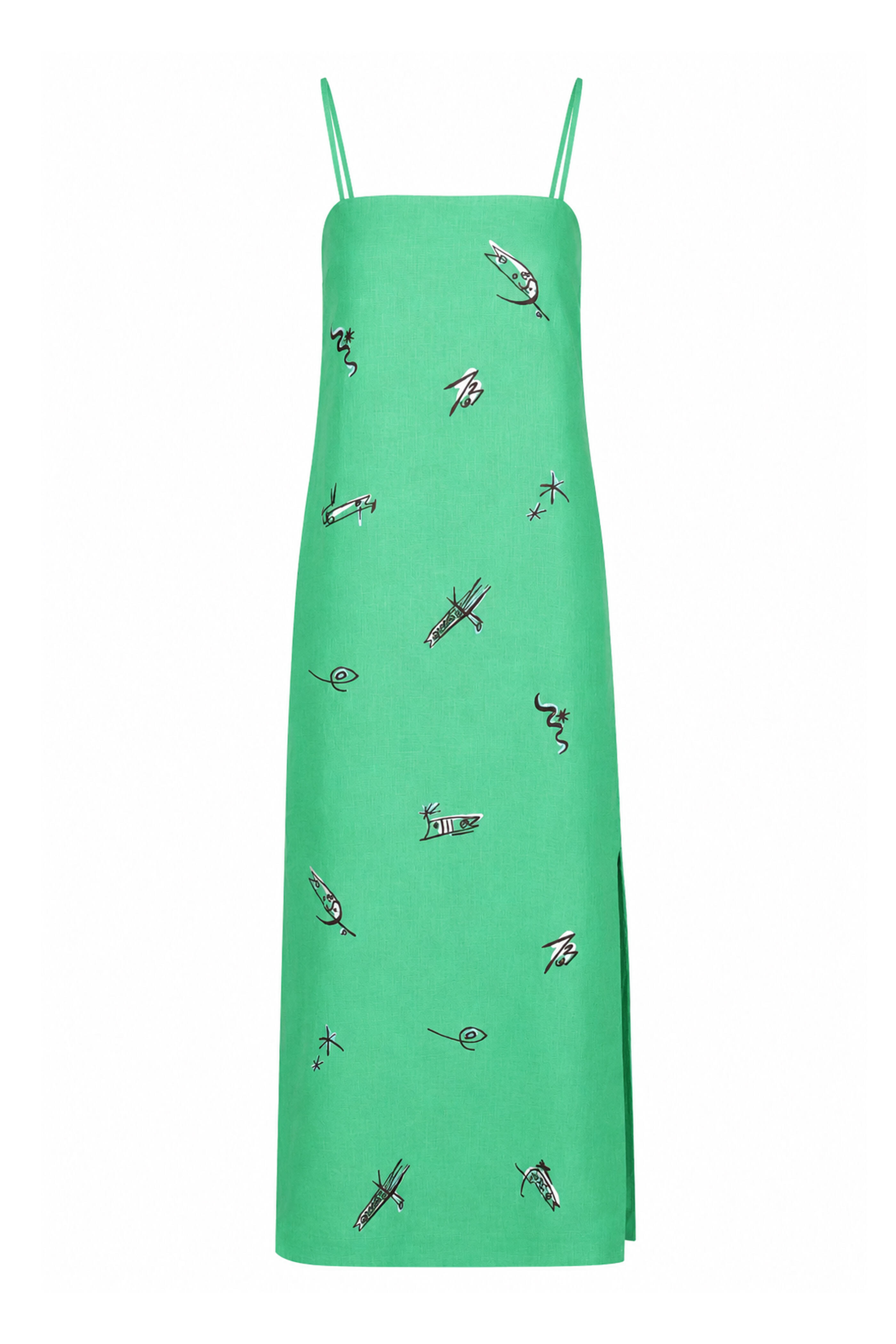 Alémais - Wanda Green Embroidered Midi Dress