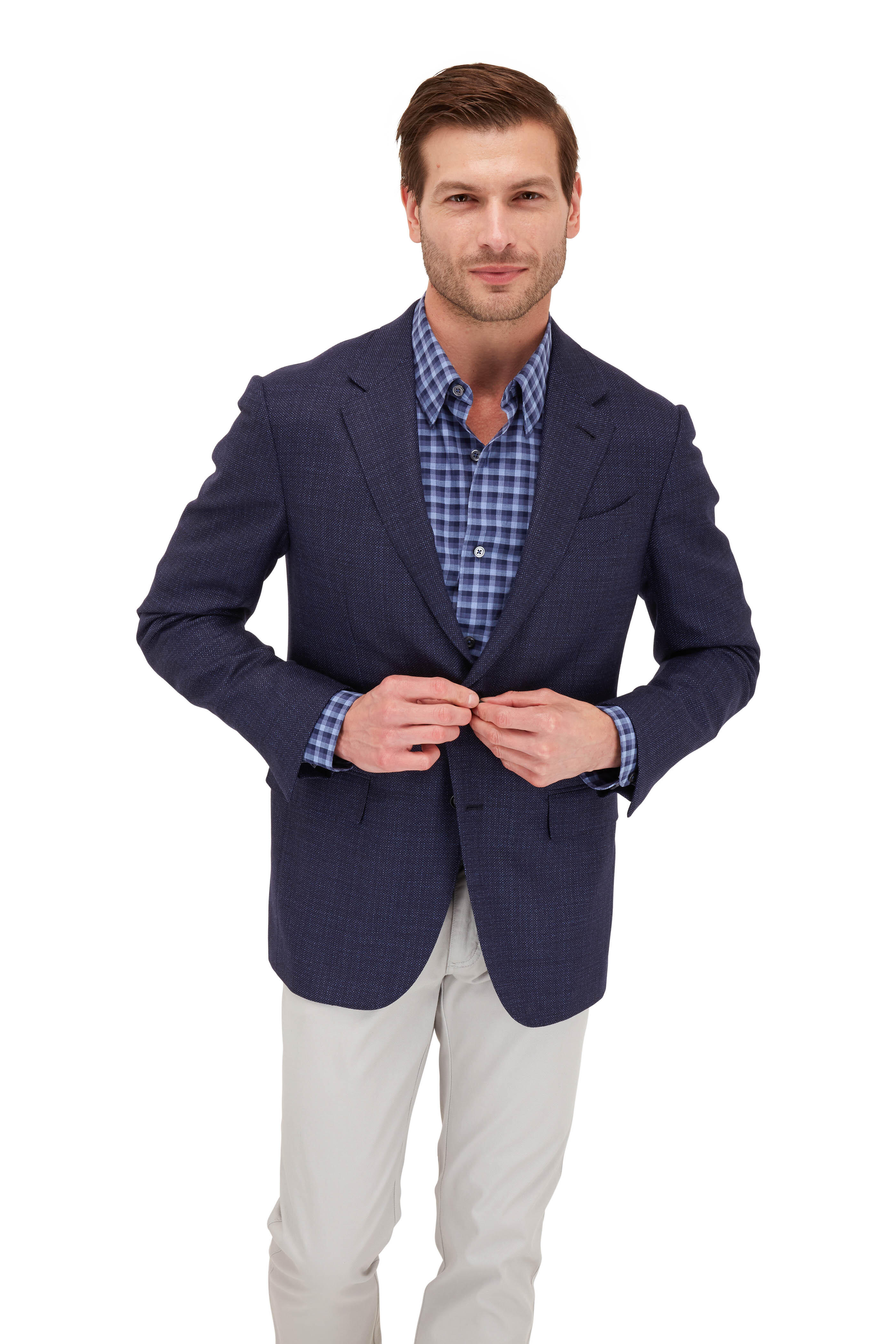 Zegna - Light Gray Canvas Five Pocket Pant