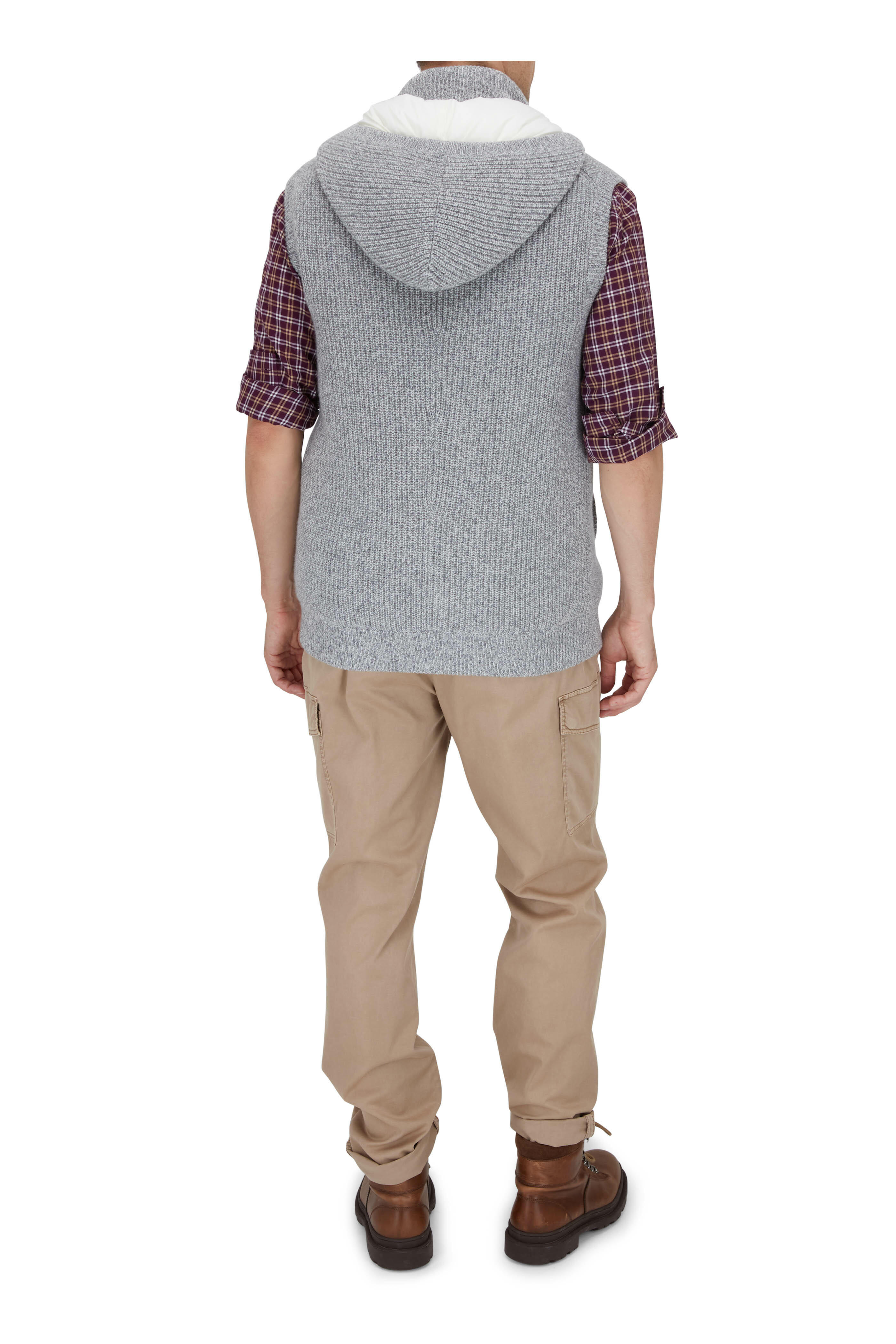 Brunello Cucinelli - Gray Cashmere Knit Puffer Vest