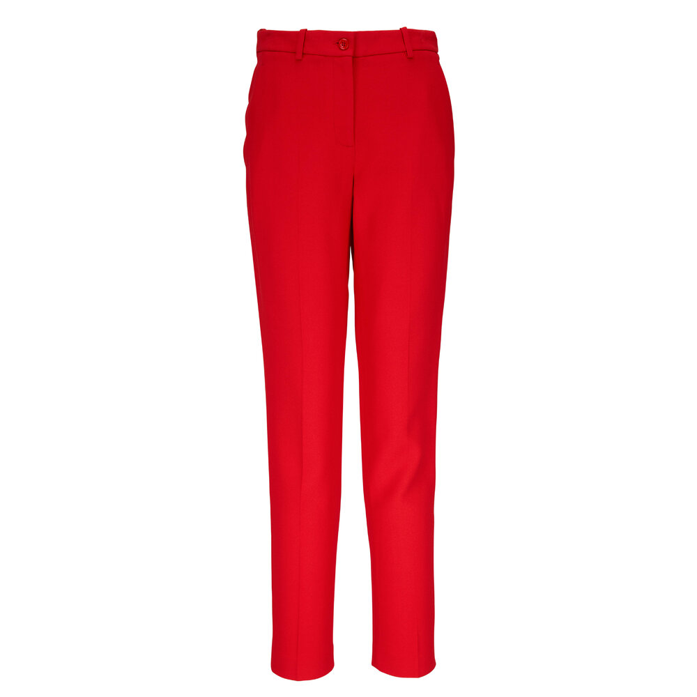 Buy Women Red Check Knit Tapered Pants Online at Sassafras