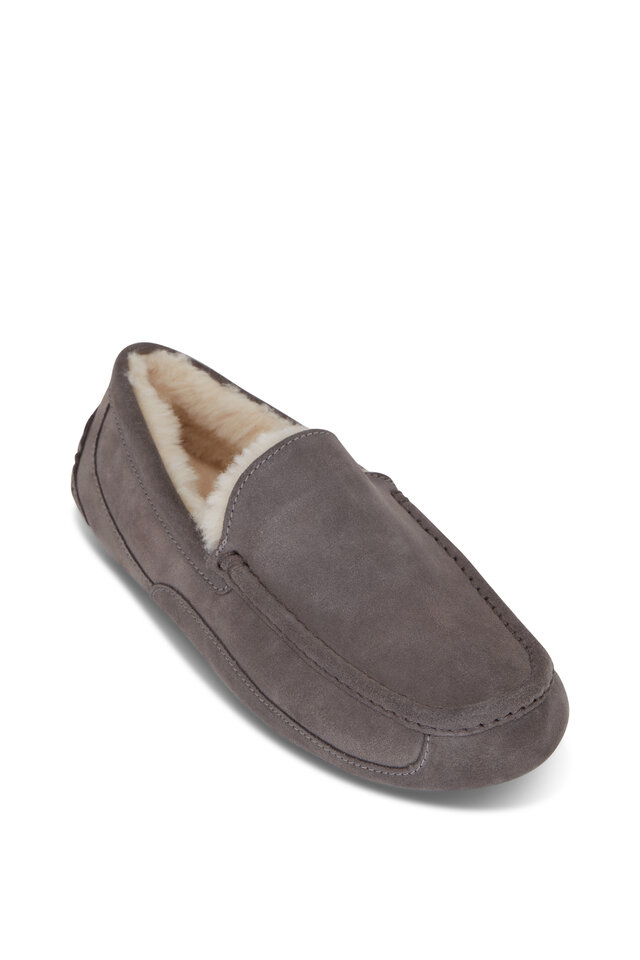 Trask Preston Brown Italian Suede Shearling Slipper