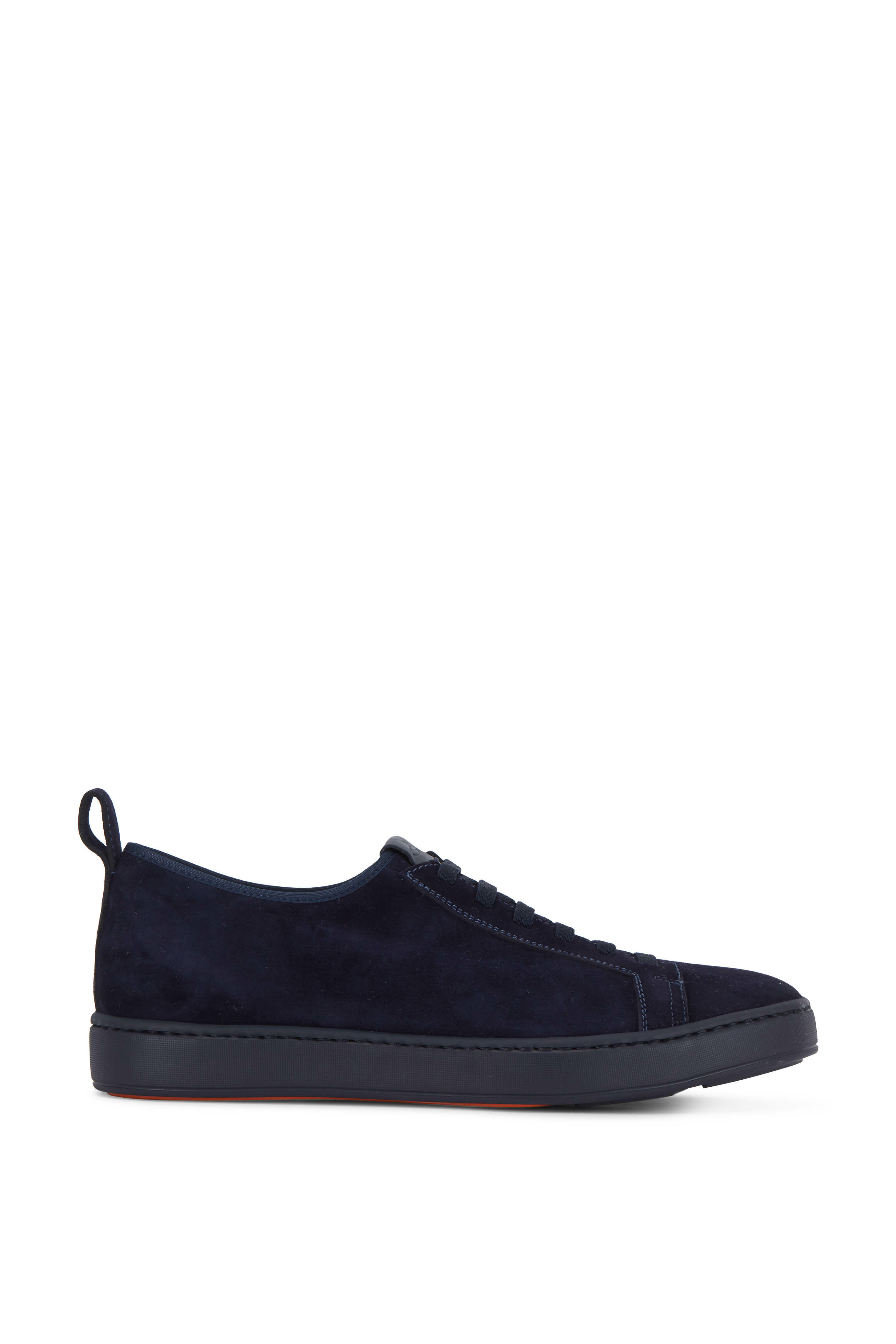 Santoni - Mantis Navy Blue Suede Elasticized Lace Sneaker