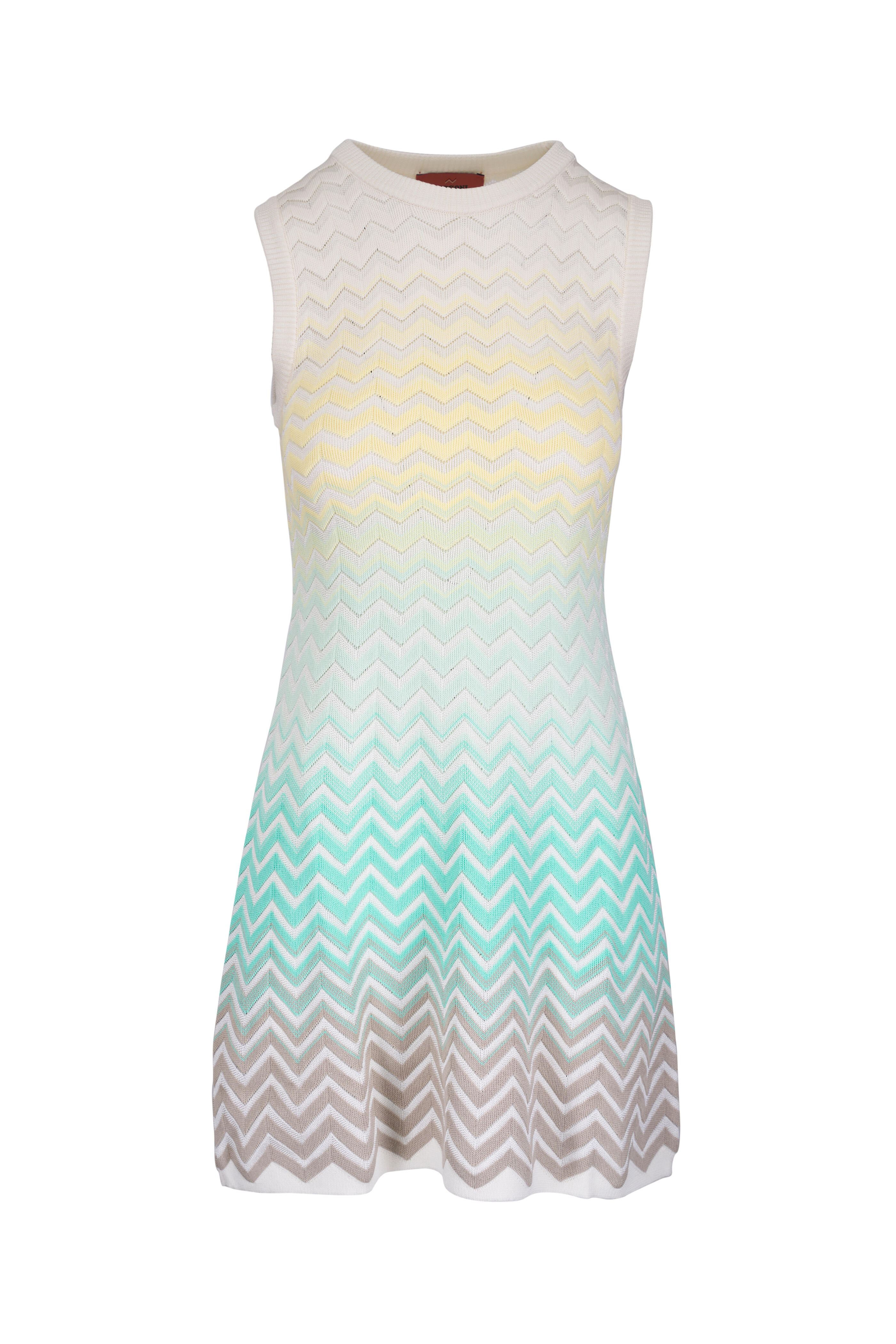 Missoni - Blue & Yellow Multi Chevron Stripe Mini Dress