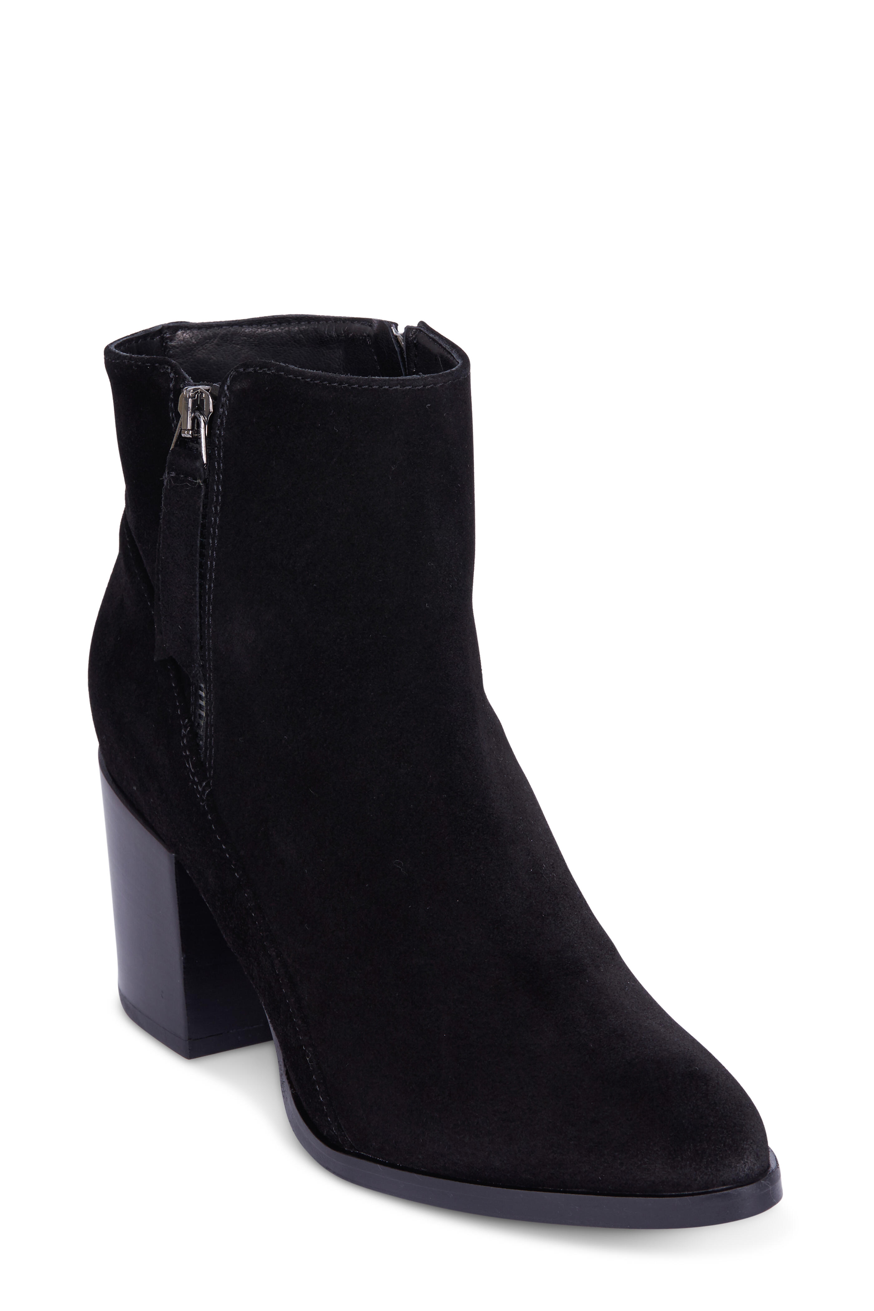 Italeau - Rea Black Suede Double Zip Ankle Boot, 70mm